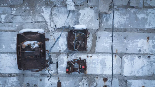 Old Rusted Electric Switch Wall — Stock Photo, Image