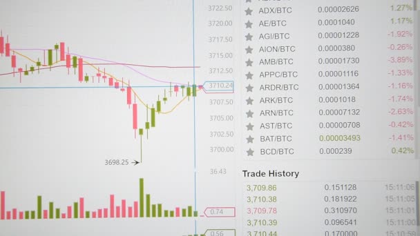 Borsa online criptovaluta Bitcoin — Video Stock