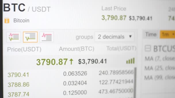 Bitcoin preço de mercado de ações — Vídeo de Stock