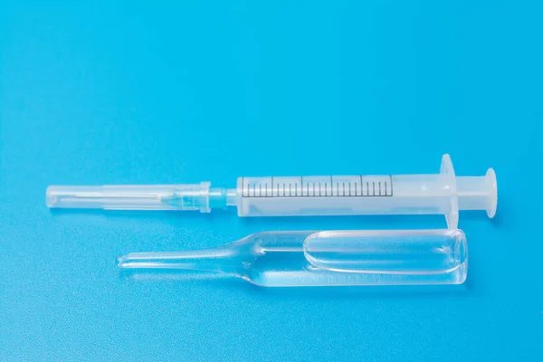 Medical Abstract Syringe Blue Background Injection — Stock fotografie