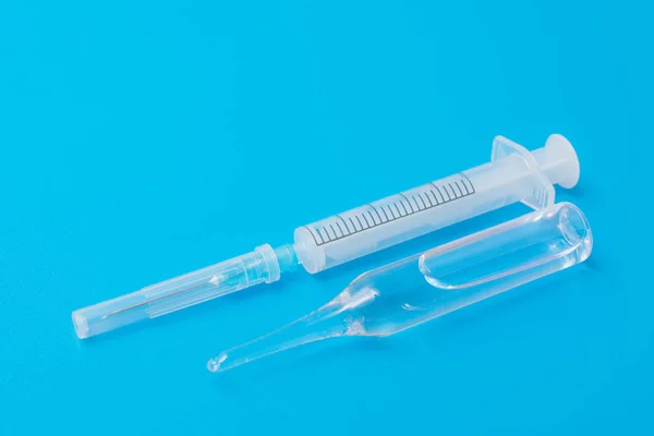 Medical Abstract Syringe Blue Background Injection — Stock fotografie