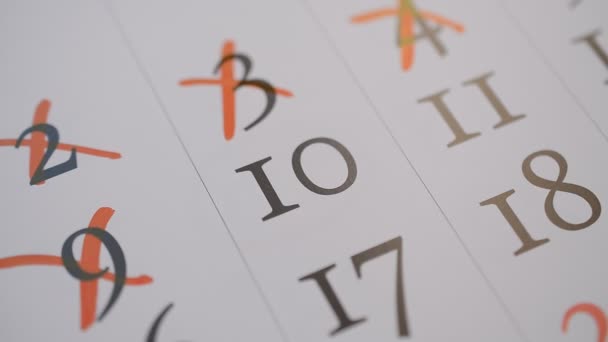 Firma Día Calendario Por Marcador Rojo Diez Fecha — Vídeos de Stock