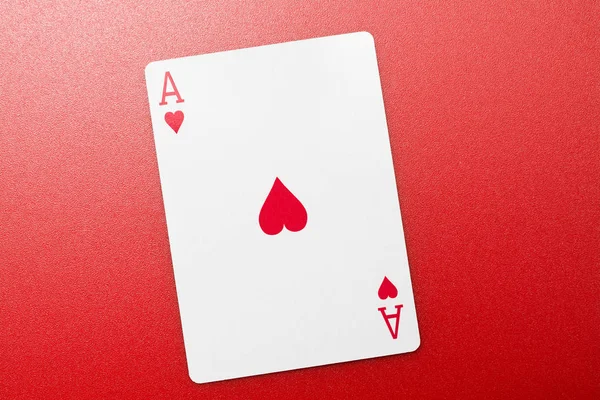 Ace Hearts Red Background — Stock Photo, Image