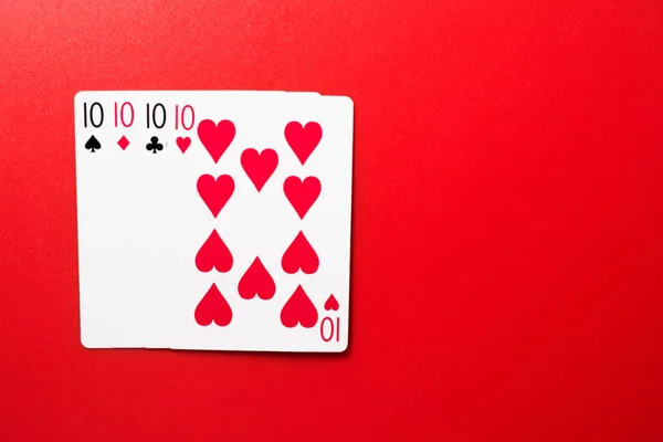 Jugar a las cartas cuatro diez — Foto de Stock