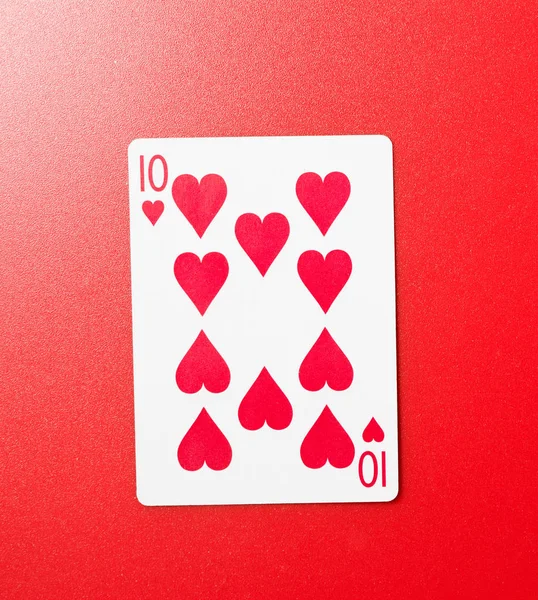 Playing card ten of hearts — Stock Photo, Image