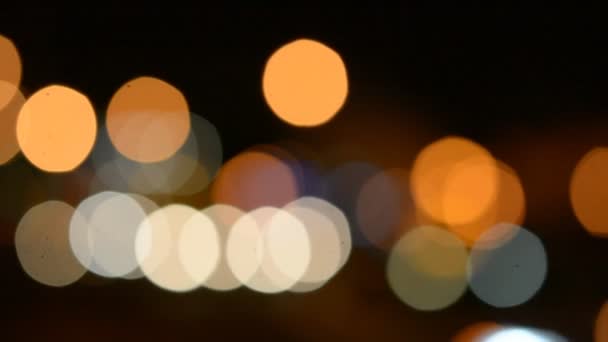 Bokeh staden nattlampa — Stockvideo