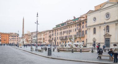 Rome, İtalya - 16 Şubat 2015: Dört Irmak Çeşmesi, Piazza Navona