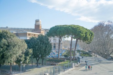 Rome, İtalya - 16 Şubat 2015: Roma cityscape havadan görünümü