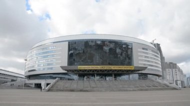 Minsk, Beyaz Rusya - Mart, 19, 2019: kış Minsk Arena bilinen spor kompleksi.