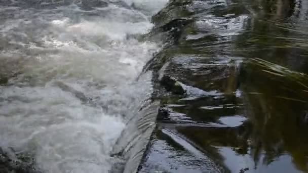 Wasser fließt durch Felsen, kochendes Wasser im Fluss. — Stockvideo