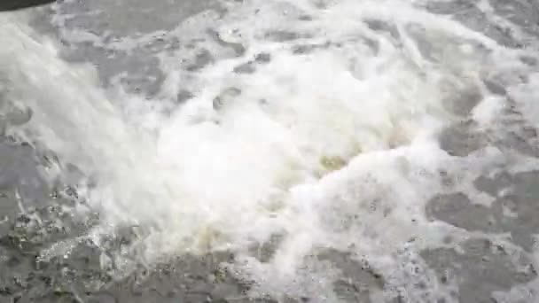 Industrial water flow falls into the river — Stock Video