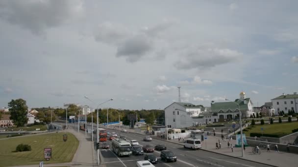 Minsk, Vitryssland-07 september 2019: Nemiga Road i Minsk — Stockvideo