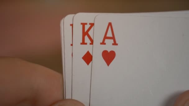 Cartas de jogo mãos de poker dois pares — Vídeo de Stock