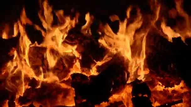 En fruktansvärd farlig brand på natten — Stockvideo