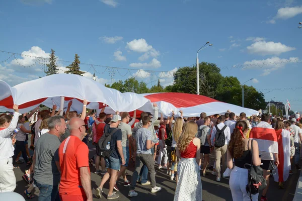 Minsk Belarus Agosto 2020 Mayor Protesta Historia Soberanía Belarús Elecciones — Foto de Stock