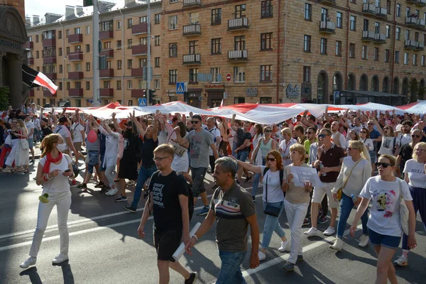Minsk Belarus Серпня 2020 Найбільший Протест Історії Незалежної Білорусі Fraudulent — стокове фото