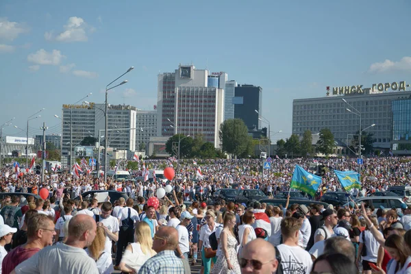 Minsk Belarus August 2020 Zehntausende Menschen Gingen Minsk Auf Die — Stockfoto