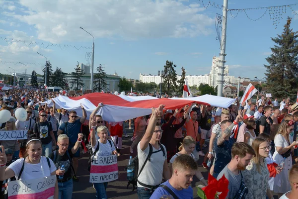 Minsk Belarus August 2020 Zehntausende Menschen Gingen Minsk Auf Die — Stockfoto