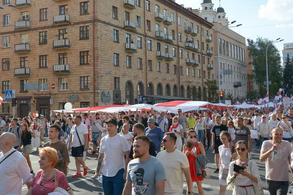 Minsk Belarus August 2020 Zehntausende Menschen Gingen Minsk Auf Die — Stockfoto