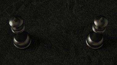 3d satranç kraliçesi koyu arka plan üzerinde. 3D render. Sinematik aydınlatma.