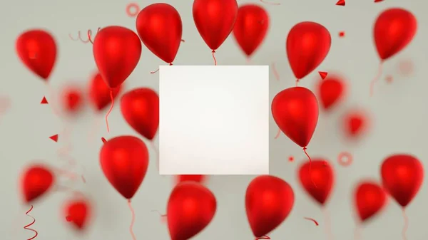 Hediye kartı, balonla Doğum günü kartı. Bir balon Banner parti balonlar ile işareti. 3B Işleme.