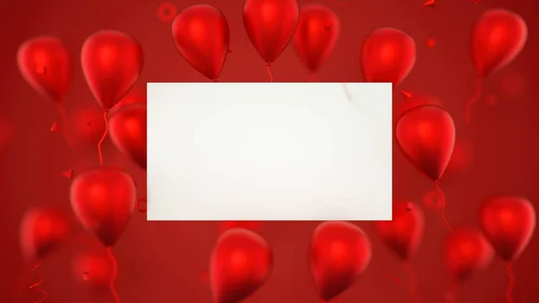 Hediye kartı, balonla Doğum günü kartı. Bir balon Banner parti balonlar ile işareti. 3B Işleme.