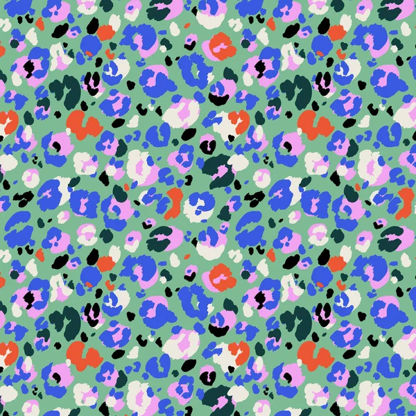 Leopar derisi pürüzsüz. Moda Leo dokusu. Ağ ve baskı için canlı vektör tasarımı. Tekstil, kumaş ve duvar kağıdı sanatı. El çizimi vektör çizimi. Modern renk kombinasyonu. 