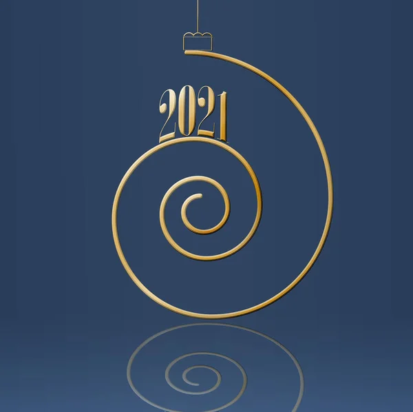 2021 Feliz Natal feliz ano novo forma espiral de ouro . — Fotografia de Stock