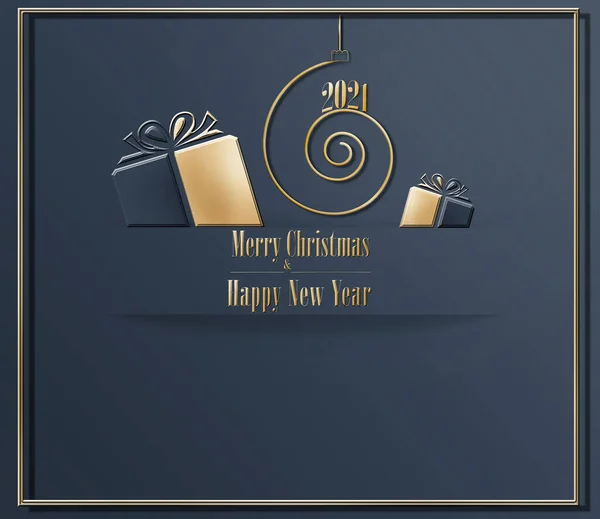 Élégant luxe 2021 Joyeux Noël Bonne année carte — Photo