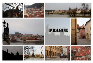 Prag resimleri kolajı, dünya mirası siteleri. Çek Cumhuriyeti 'nin tarihi başkentleri