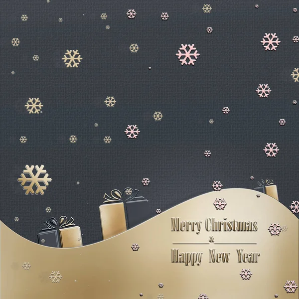 Karácsonyi kártya arany konfettivel — Stock Fotó