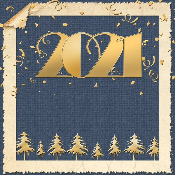 Happy New 2021 Year Elegant Luxury Gold Greeting Card Gold — Stock fotografie