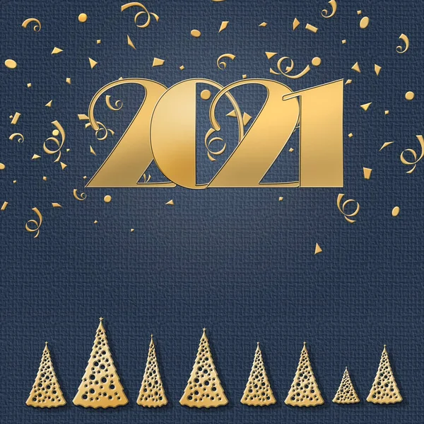 Feliz Ano Novo 2021 Elegante Cartão Felicitações Ouro Luxo Com — Fotografia de Stock