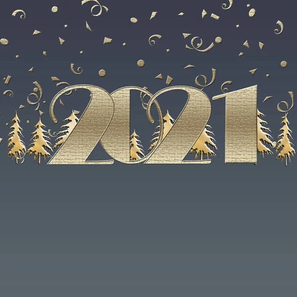 Feliz Nuevo 2021 Año Elegante Tarjeta Felicitación Oro Lujo Con —  Fotos de Stock