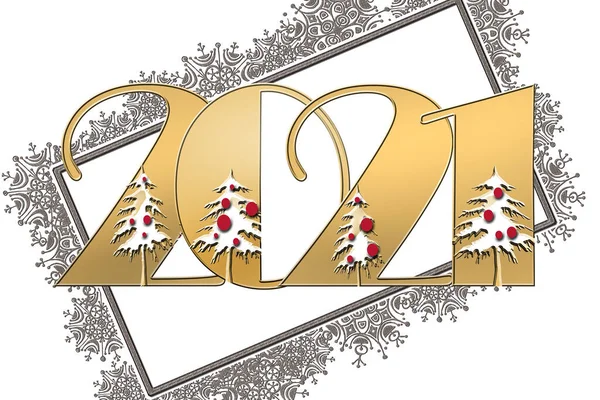 Elegante Número Oro 2021 Diseño Dorado Para Navidad Año Nuevo —  Fotos de Stock