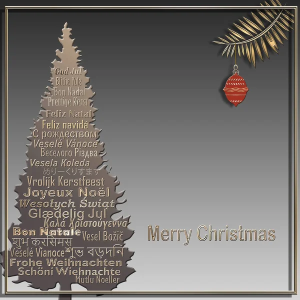 Frohe Weihnachten Grußkarte in verschiedenen Sprachen — Stockfoto