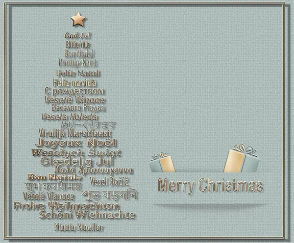 Χαρούμενα Χριστούγεννα ευχετήρια κάρτα σε διάφορες γλώσσες — Φωτογραφία Αρχείου