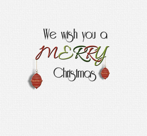 Minimalistă Felicitare Crăciun Text Dorim Crăciun Fericit Bile Roșii Fundal — Fotografie, imagine de stoc