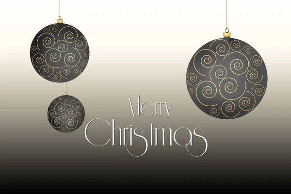 Kerstballen Met Gouden Ornament Pastelbruine Achtergrond Illustratie — Stockfoto