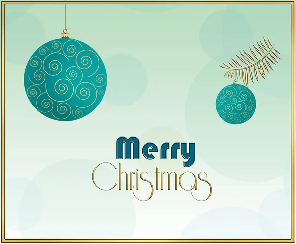 Fundal Crăciun Turcoaz Agățat Bile Albastre Ornament Aur Text Crăciun — Fotografie, imagine de stoc