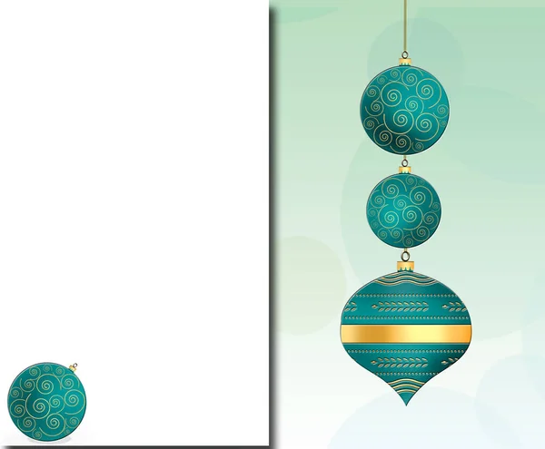 Elegante Kerstachtergrond Met Opknoping Turquoise Blauwe Ballen Met Gouden Ornament — Stockfoto