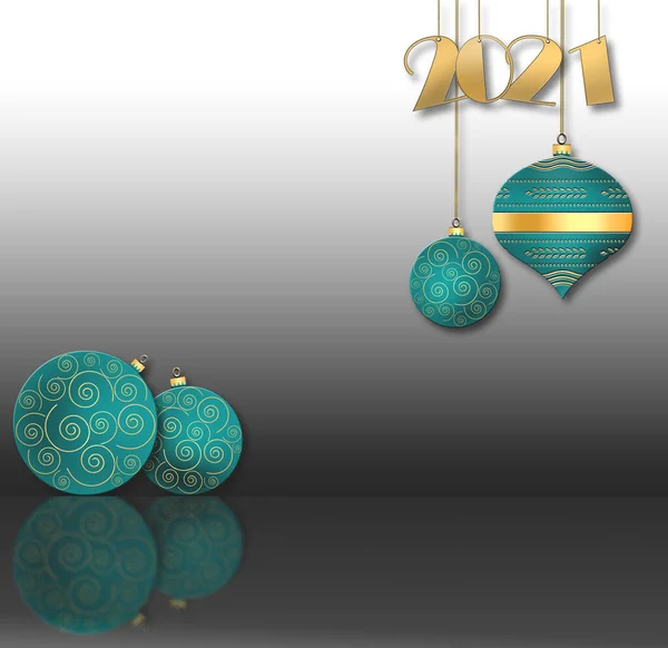 Fond Noël Avec Pendaison Boules Bleu Turquoise Avec Ornement Pendaison — Photo