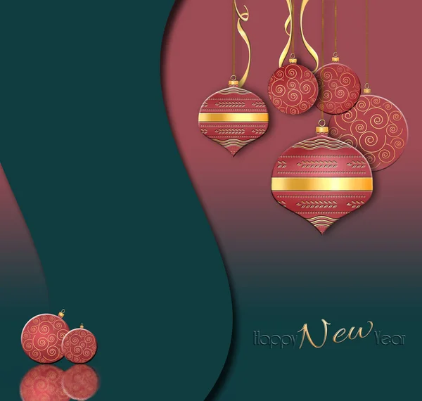 Elegante kerstachtergrond met hangende ballen in bruine kleur — Stockfoto