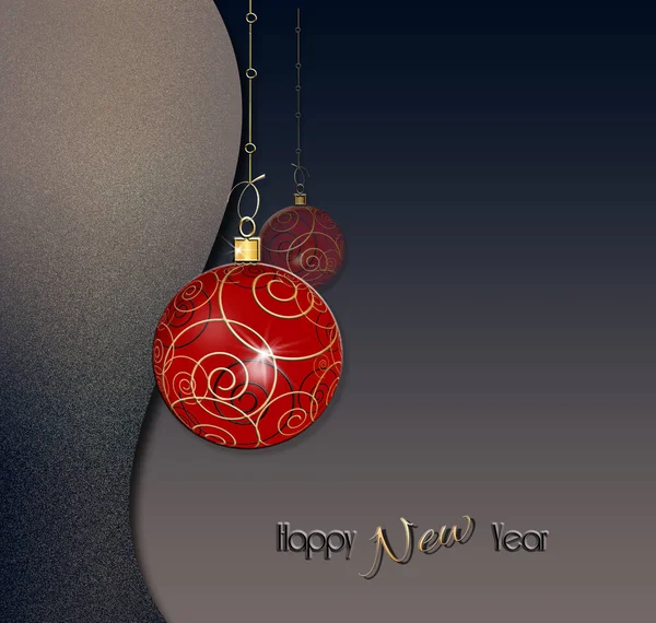 Luxe Kerst 2021 Nieuwjaar Achtergrond Rode Ballen Baubles Blauwe Curve — Stockfoto