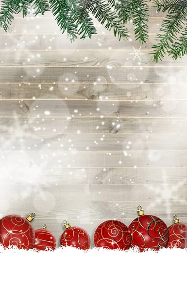 Fondo de Navidad con abeto y decoración en tablero de madera oscura — Foto de Stock