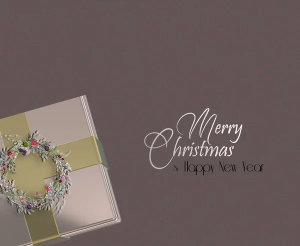 Elegante Romántico Fondo Lujo Navidad Con Realista Brillante Caja Regalo — Foto de Stock