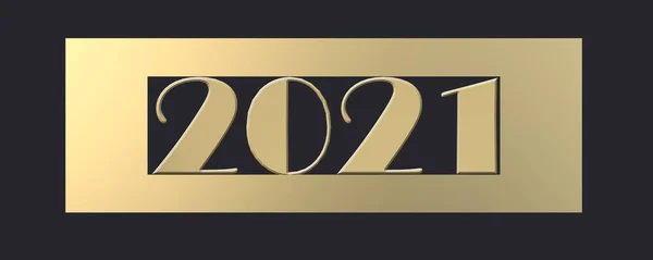 2021 Happy New Year Gold Digit 2021 Gold Frame Black — Stock Photo, Image