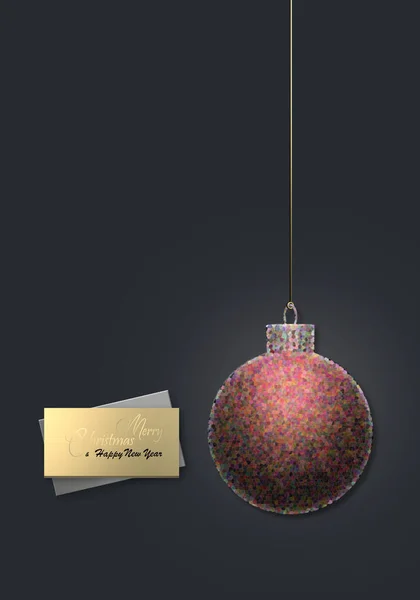 공으로 크리스마스 디자인 Xmas Ball Bauble Dark Background 마법의 텍스트 — 스톡 사진