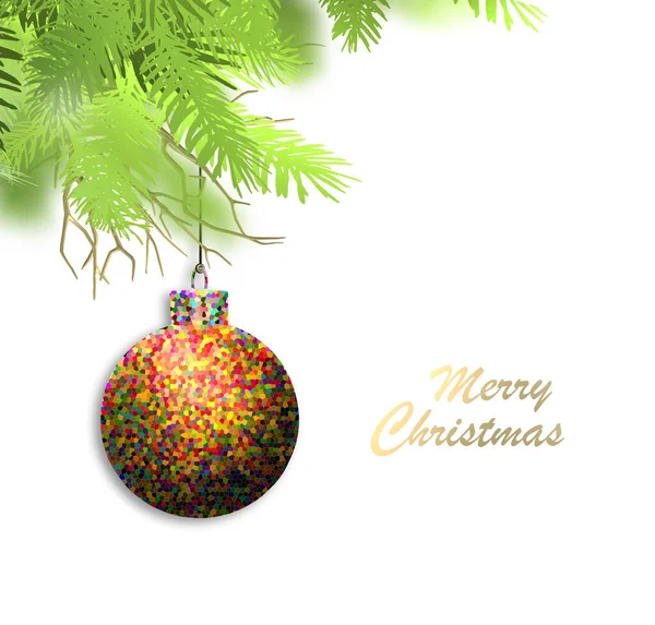 Holiday Christmas Design Abstract Xmas Bauble Ball Hanging Fir Branches — Stock Photo, Image