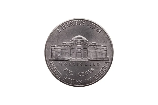 Usa Half Dime Nickel Coin Cents Reverse Showing Monticello Cut — Stock Photo, Image